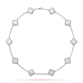 Halskette Floral Vierblättriges Kleeblatt 10 Designs - Silber