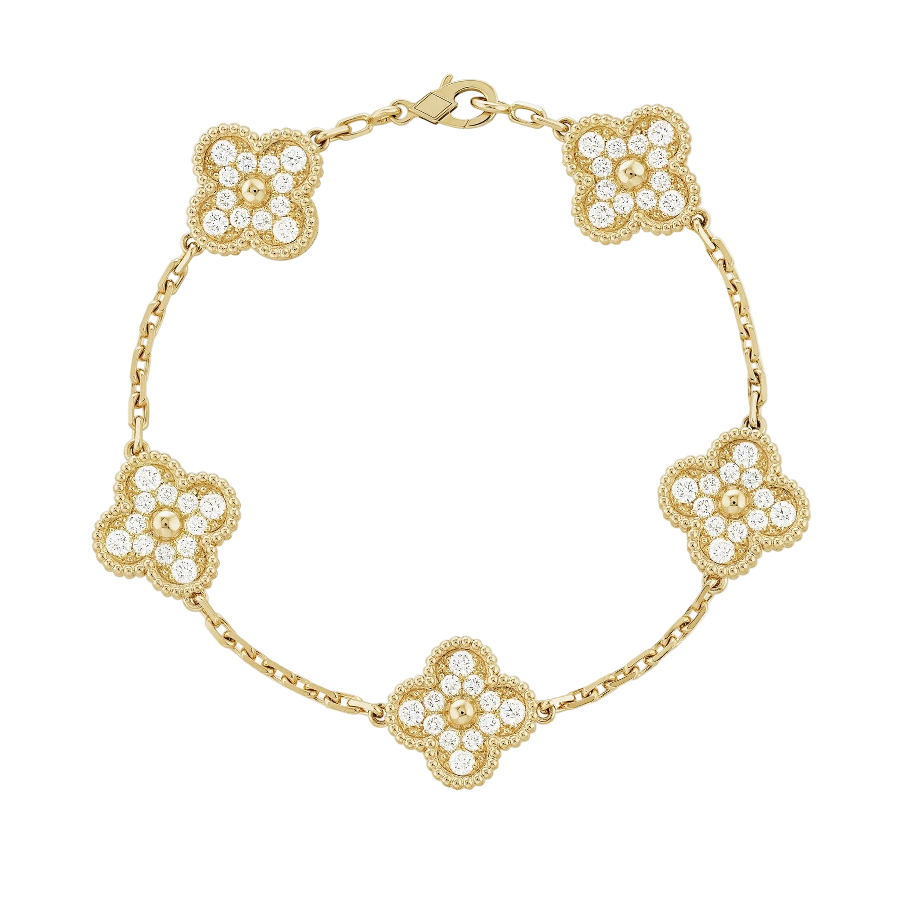 Goldenes | Kleeblatt-Diamant-Armband