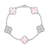 Silberrosa | Kleeblatt-Diamant-Armband