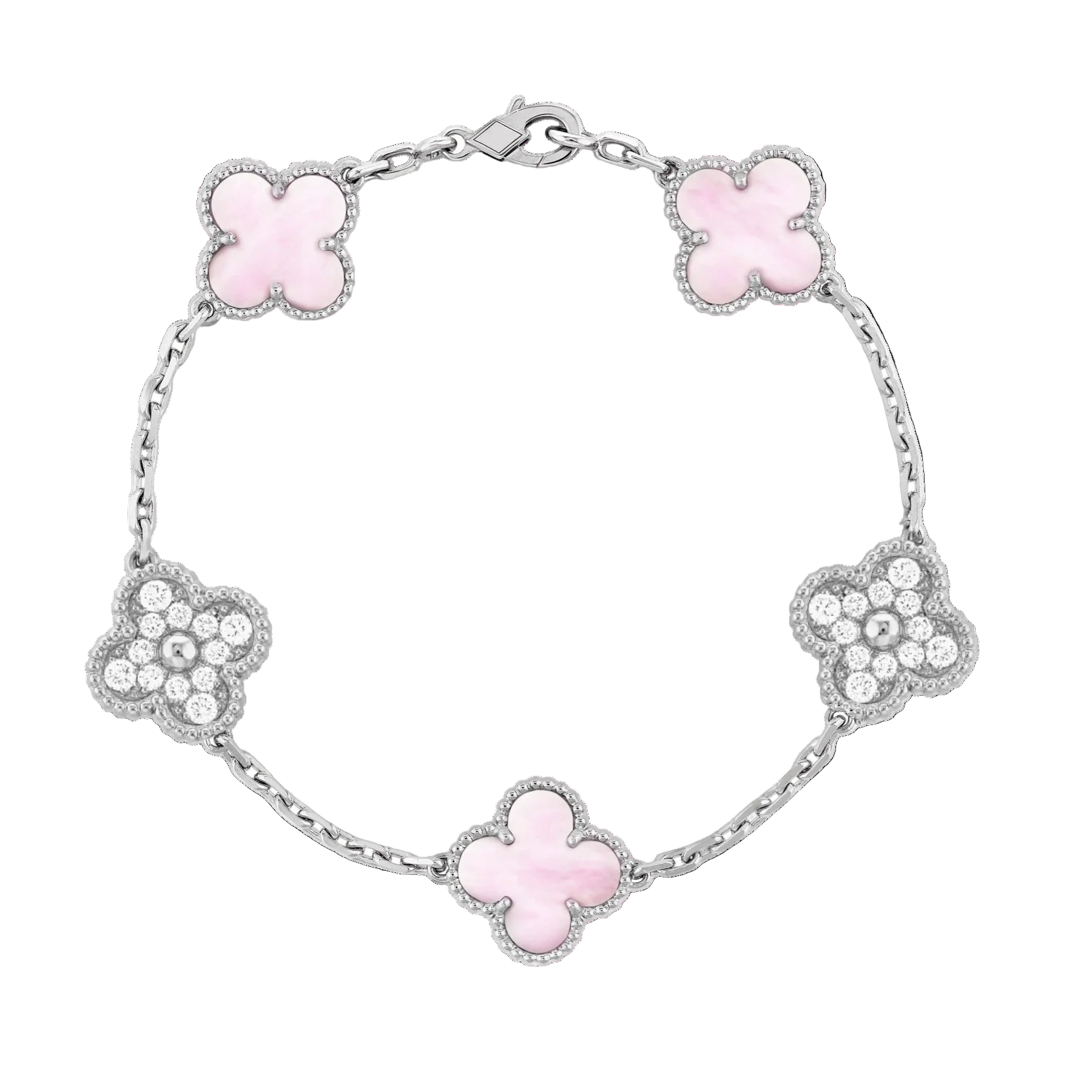 Silberrosa | Kleeblatt-Diamant-Armband