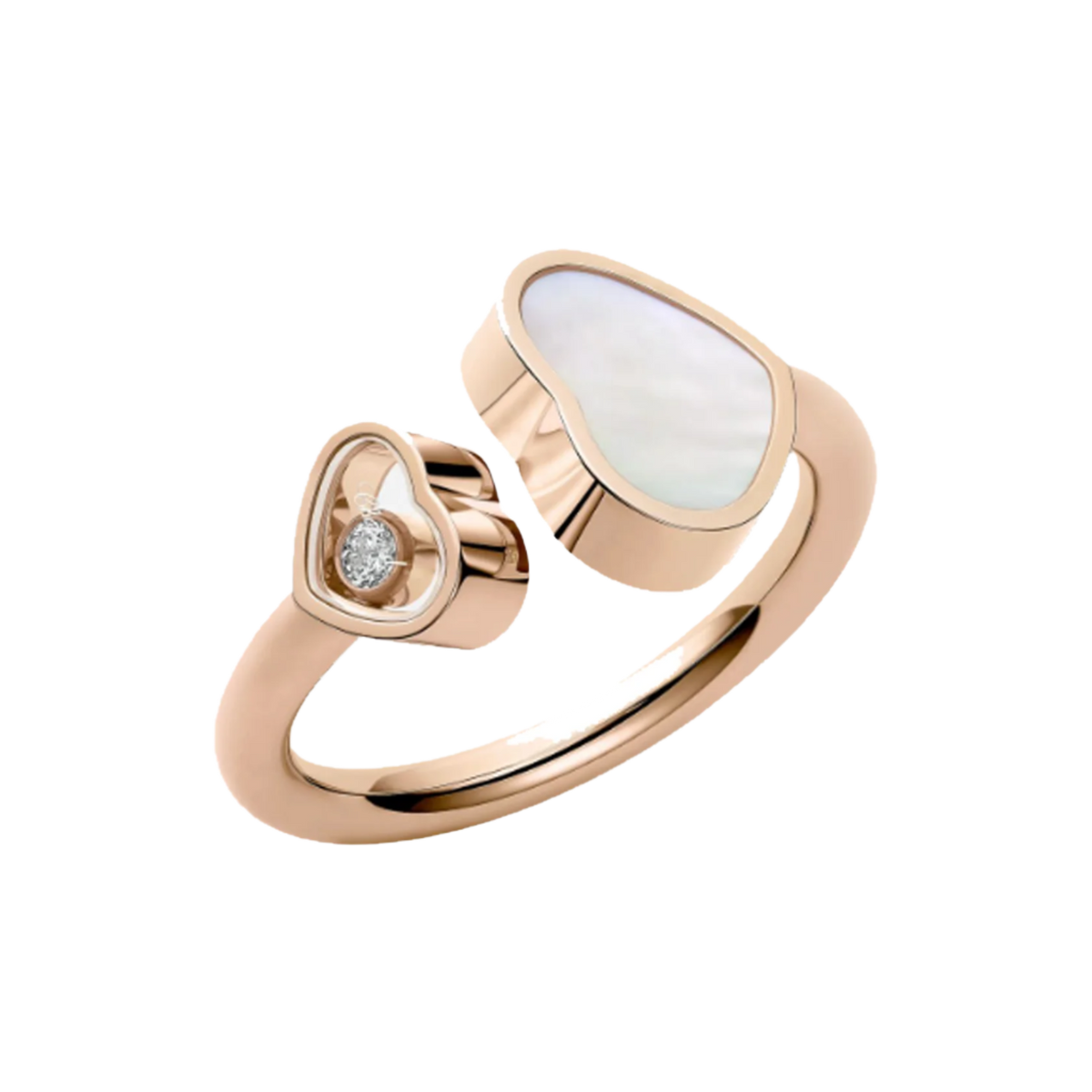 Herz Ring - Roségold / Weiß